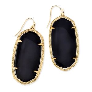 KENDRA SCOTT  Elle Gold Drop Earrings In Black Opaque Glass, Black
